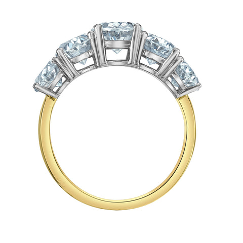 14kt White Gold 5.09cttw Lab-Created Diamond Five-Across Engagement Ring
