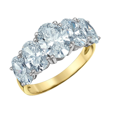 14kt White Gold 5.09cttw Lab-Created Diamond Five-Across Engagement Ring