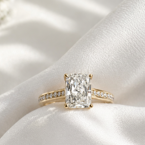 14kt Yellow Gold 2.35cttw Radiant Lab-Grown Diamond Engagement Ring