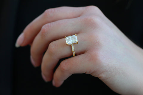 14kt Yellow Gold 4.50cttw Lab-Grown Radiant Diamond Engagement Ring