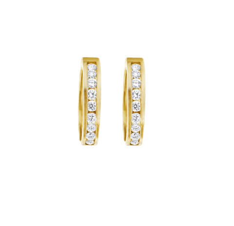 10kt Yellow Gold 0.15cttw Channel Set Diamond Hoop Earrings
