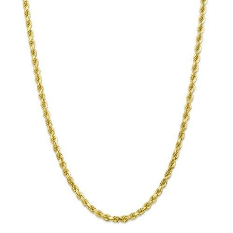 10kt Yellow Gold 4mm Wide Rope Chain 22"