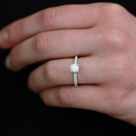 14kt White Gold 1.20cttw Canadian Diamond Hidden Halo Engagement Ring