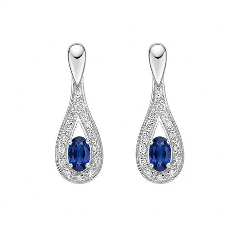10kt White Gold Sapphire And Diamond Earrings