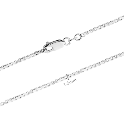Sterling Silver Rhodium Plated Box Link Chain 18-inch