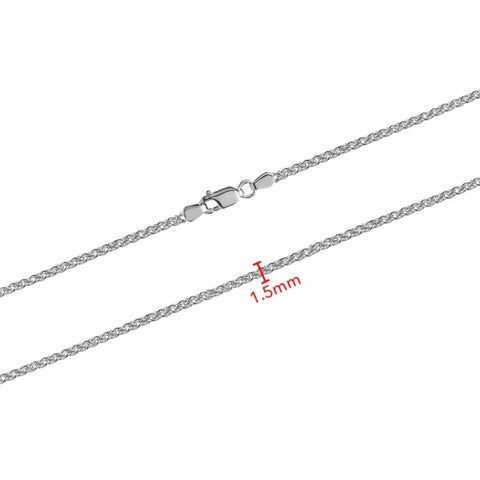 Sterling Silver RH Round 1.5mm Wheat Chain in 16-inches