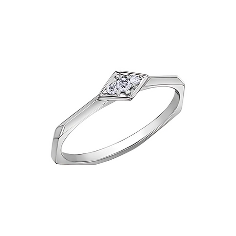 10kt White Gold Delicate Diamond Stackable Ring