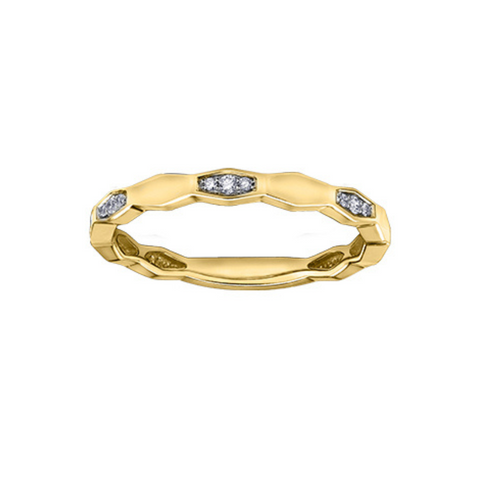10kt Yellow Gold Diamond Honeycomb Stackable Ring