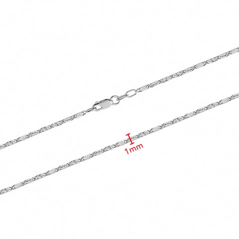 10kt White Gold 1mm Star Chain 18-inch