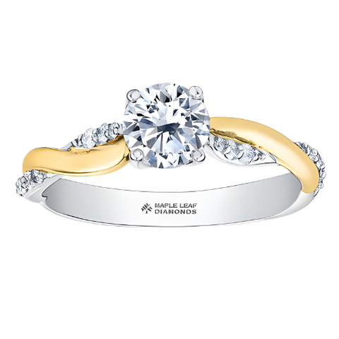 14kt Two Tone 0.84cttw Round Canadian Diamond Engagement Ring