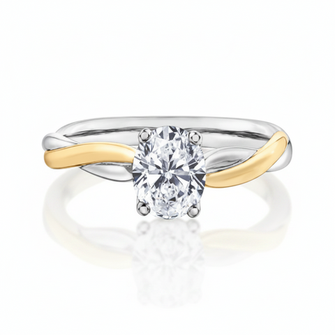 14kt Two Tone 1.01cttw Oval Canadian Diamond Engagement Ring