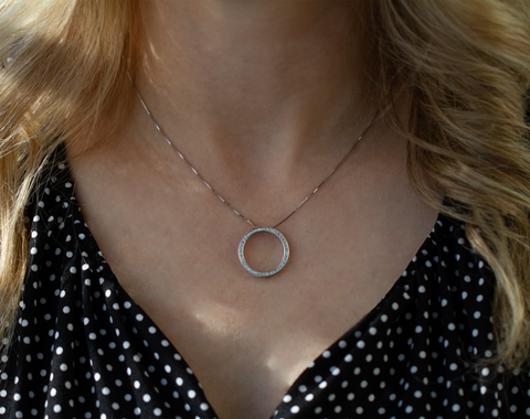 10kt White Gold 0.40cttw Diamond Circle of Love Pendant
