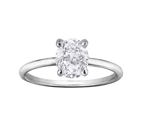 14kt White Gold 1.00ct Lab-Grown Oval Solitaire Diamond Engagement Ring
