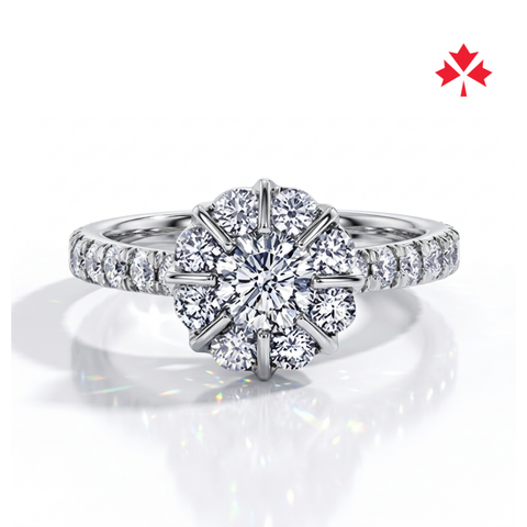 18kt White Gold 1.53cttw Canadian Diamond Unique Halo Engagement Ring