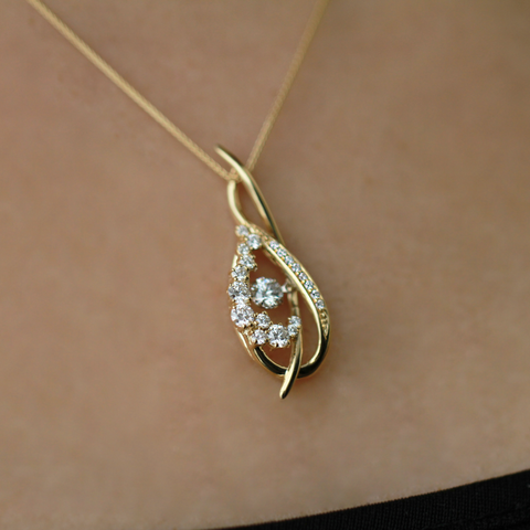 14kt Yellow Gold 0.87cttw Canadian Diamond Pulse Pendant
