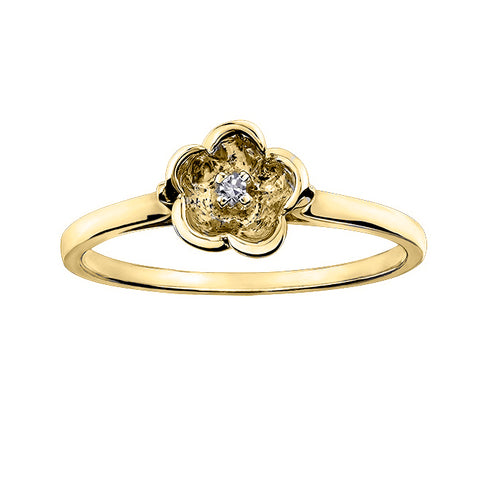 10kt Yellow Gold Diamond Flower Stackable Band