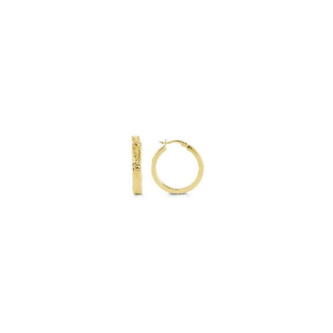 10kt Yellow Gold Diamond Cut Hoop Earrings