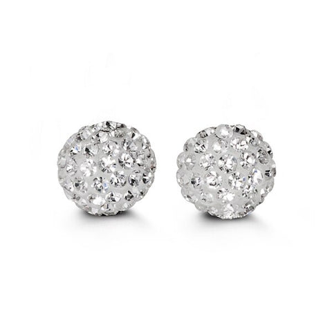 10kt White Gold 10mm Cubic Zirconia Ball Stud Earrings