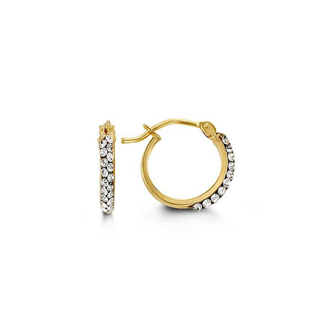 10kt Yellow Gold And Cubic Zirconia Hoop Earrings