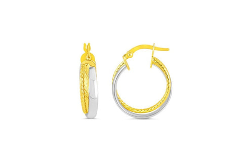 10kt Yellow and White Gold Hoop Earrings