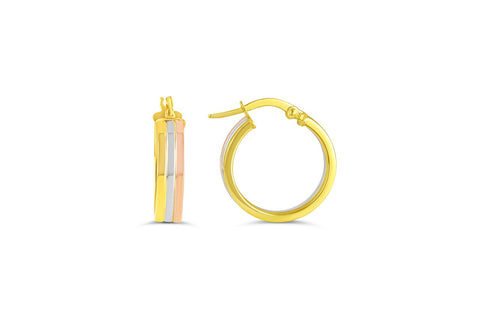 10kt White, Yellow, And Rose Gold Hoop Earrings