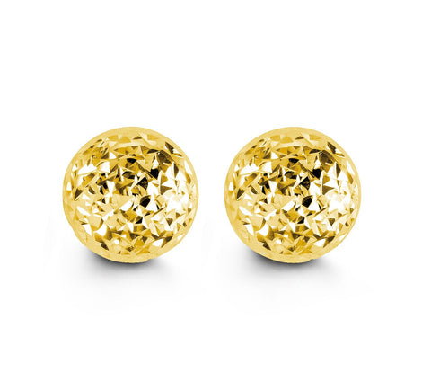 10kt Yellow Gold 10mm Diamond Cut Stud Earrings