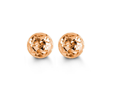 10kt Rose Gold 10mm Diamond Cut Stud Earrings