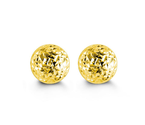 10kt Yellow Gold 7mm Diamond Cut Stud Earrings