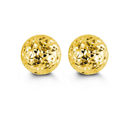 10kt Yellow Gold 8mm Diamond Cut Stud Earrings