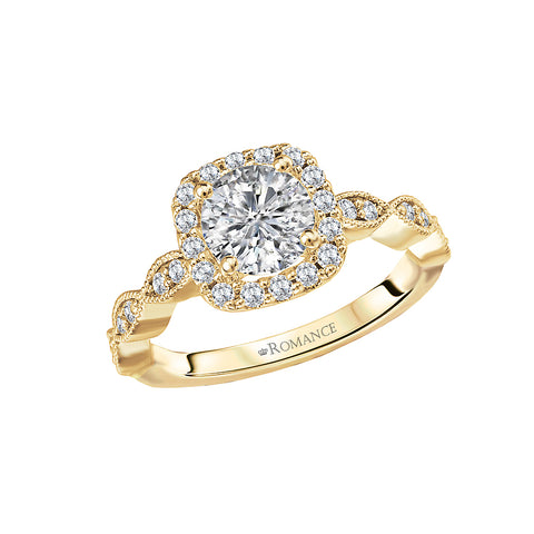 14kt Halo Diamond Semi Mount Engagement Ring