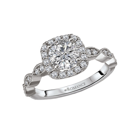 14kt Halo Diamond Semi Mount Engagement Ring
