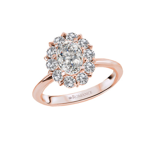 14kt Diamond Halo Semi Mount Engagement Ring