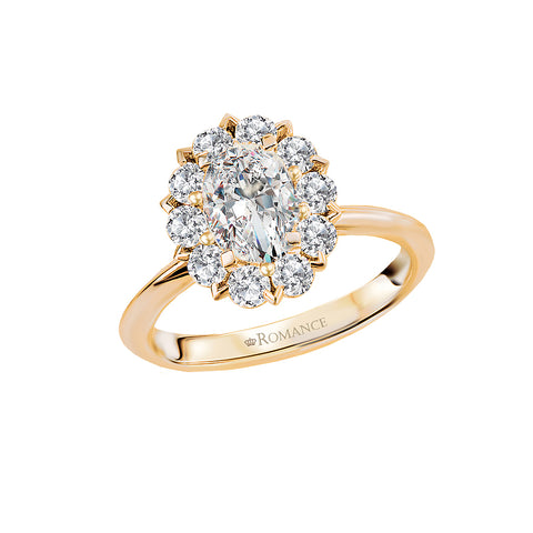 14kt Diamond Halo Semi Mount Engagement Ring
