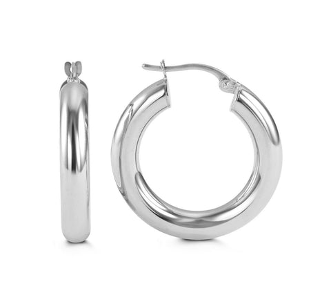 10kt White Gold Medium Hoop Earrings