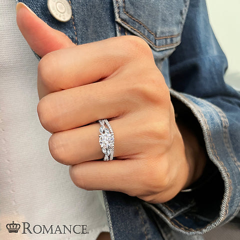 14kt Diamond Leaves Semi Mount Engagement Ring