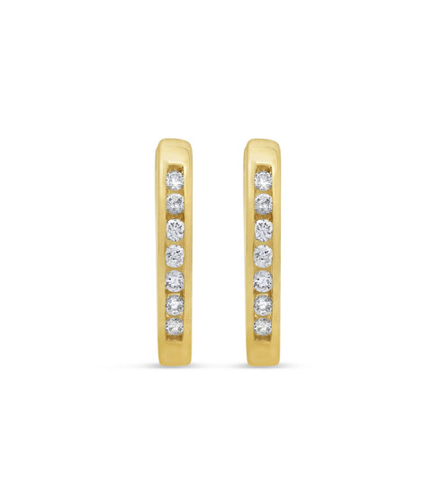 10kt Yellow Gold 0.10cttw Diamond Channel Set Huggie Earrings