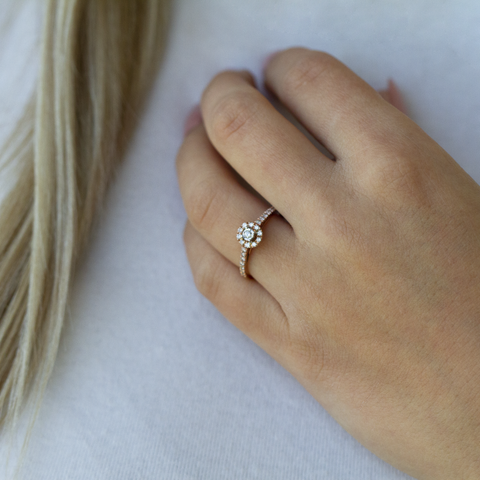 10kt Rose Gold Halo Diamond Ring
