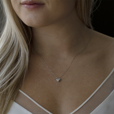10kt White Gold Diamond Pave Heart Pendant