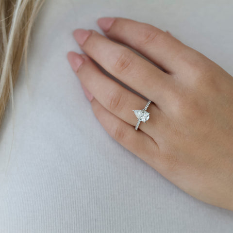 14kt White Gold 1.70cttw Pear Lab-Grown Diamond Engagement Ring