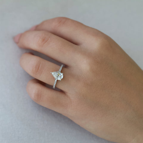 14kt White Gold 1.70cttw Pear Lab-Grown Diamond Engagement Ring