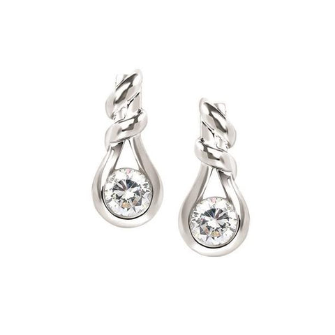 14KT WHITE GOLD 0.40CTTW ROUND DIAMOND KNOT SHAPED EARRINGS