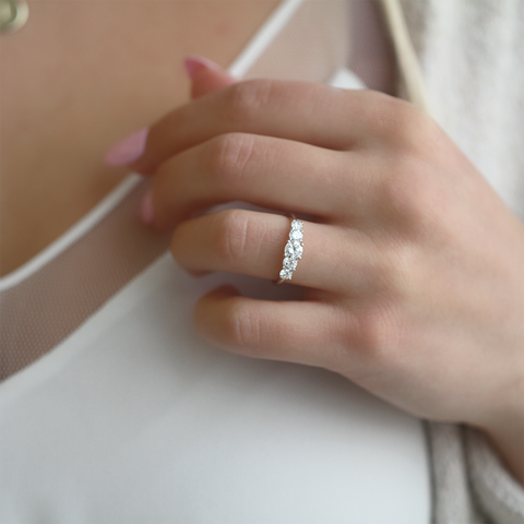 14kt White Gold 0.80cttw Five Canadian Diamond Engagement Ring