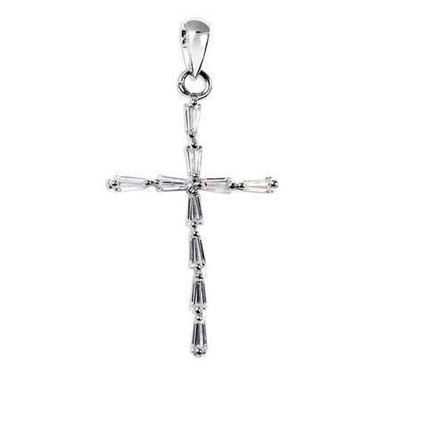 10kt White Gold Cross With Cubic Zirconia