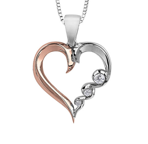 10kt Two Toned Gold Diamond Heart Pendant