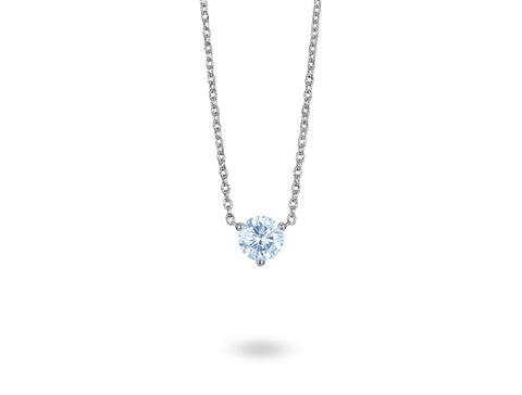 14kt white Gold 1.00ct Lab-Grown Blue Solitaire Diamond Pendant