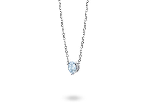 14kt White Gold 1.00ct Lightbox Lab-Grown Blue Solitaire Diamond Pendant