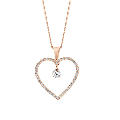 10kt Rose Gold 0.25cttw Canadian Diamond Heart Pendant