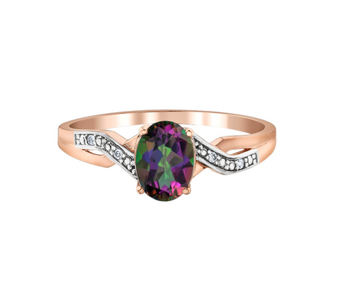 10kt Rose Gold Mystic Topaz and Diamond Ring