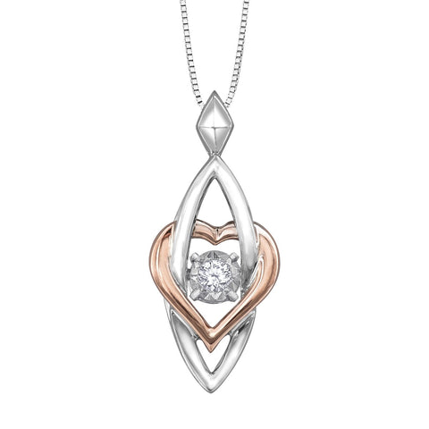 10KT Gold Two Tone Heart Diamond Pendant 