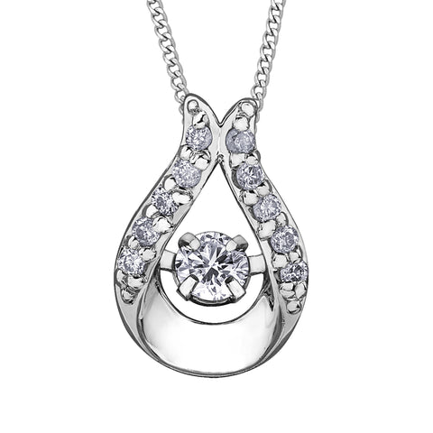 10kt White Gold Heart Pulse Diamond Pendant